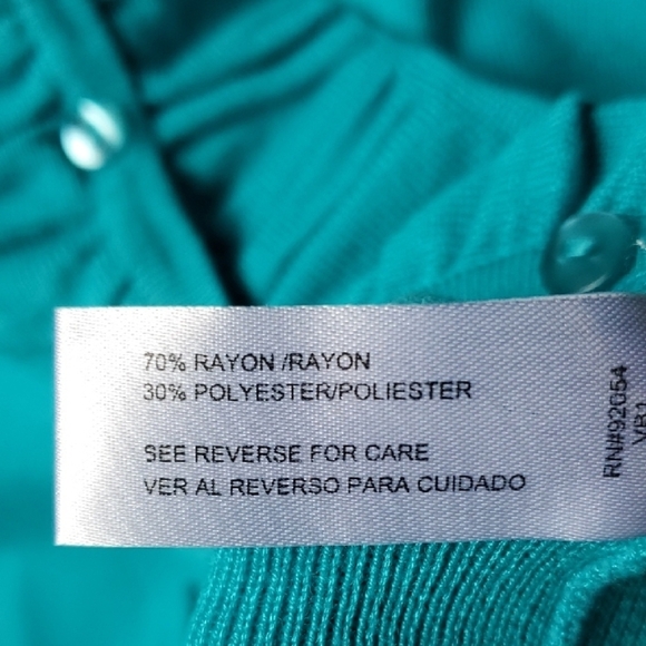 Debbie Morgan Teal Blue Ruffle Cardigan Sweater NWT XL - Picture 7 of 9